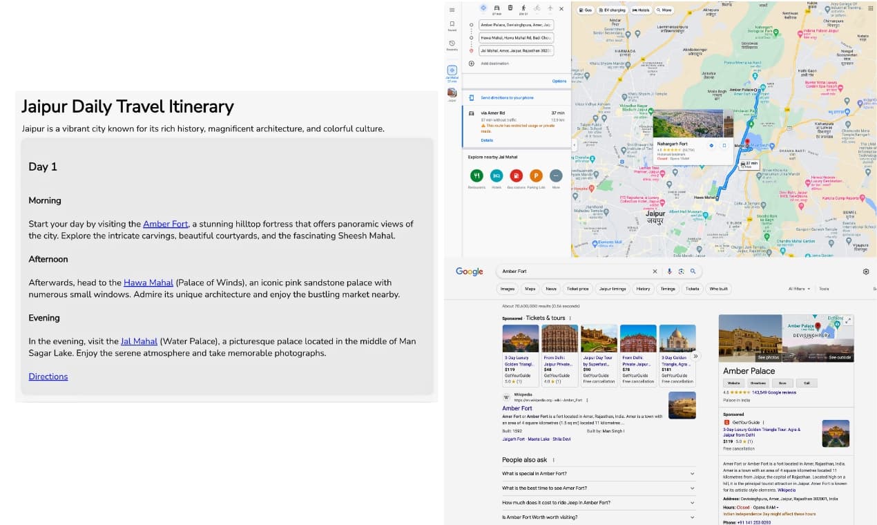 AI-generated travel itinerary example for Paris